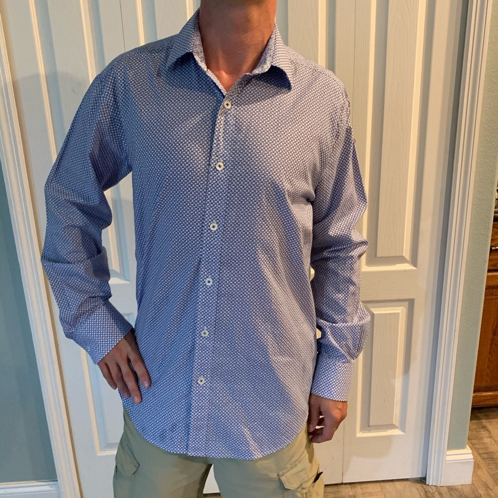 Bugatchi UOMO long sleeve geometry print casual